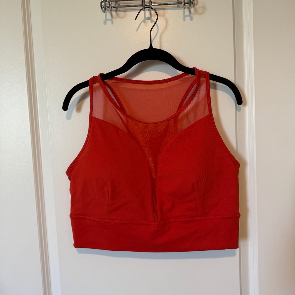 Red Women's Mesh Sports Bra
